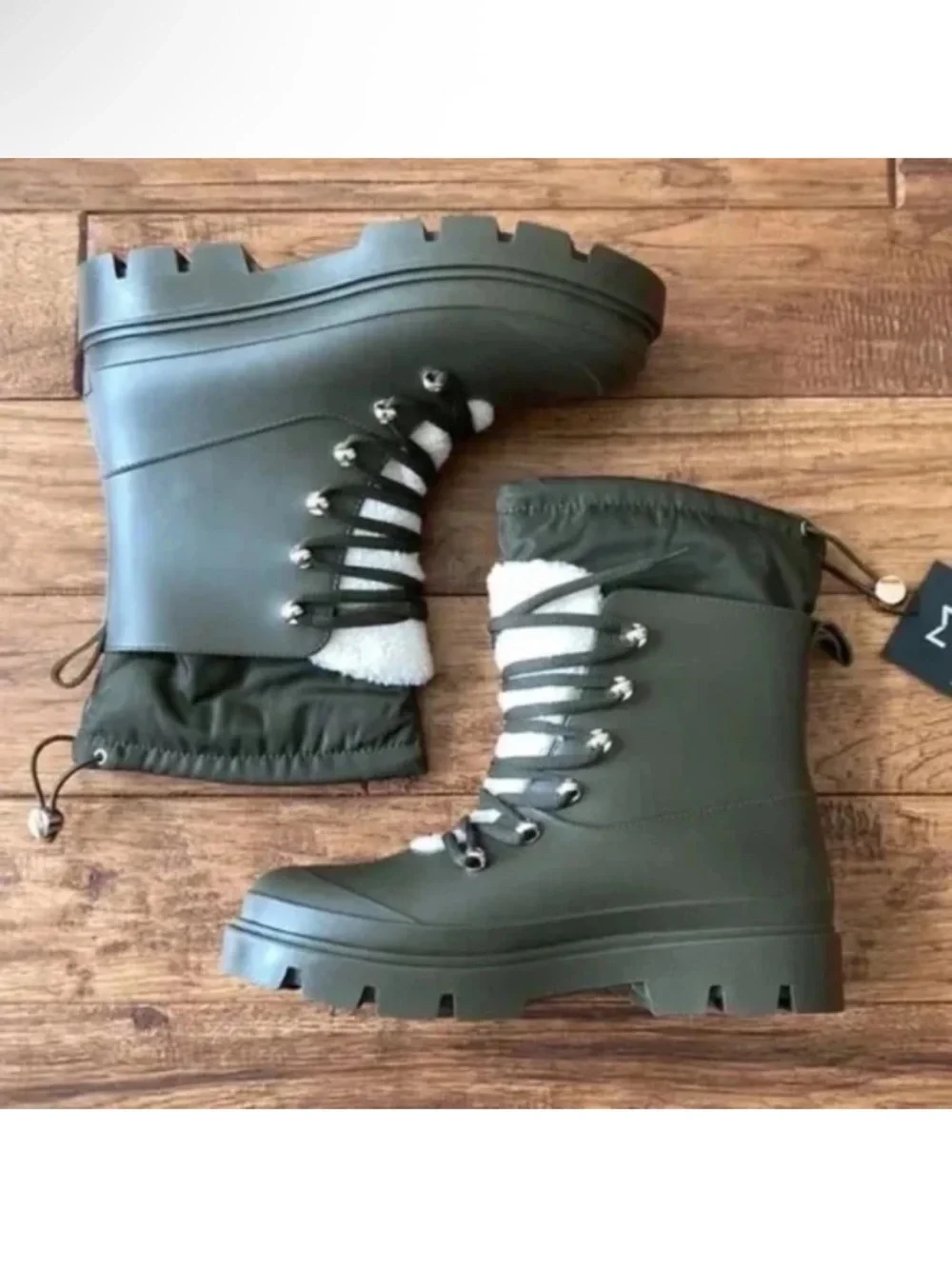 Marc Fisher Freely Lace-Up Lug Sole Boots Dark Green Size 8 NEW in Box NIB